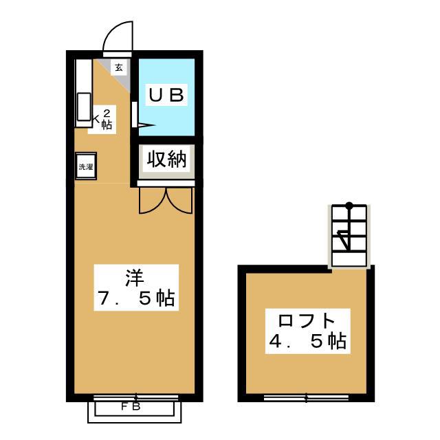 パインハイム(1K/2階)の間取り写真