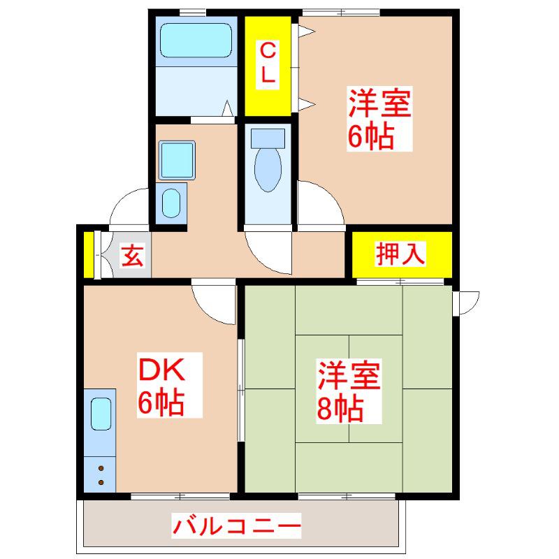 セジュール潤(2DK/2階)の間取り写真