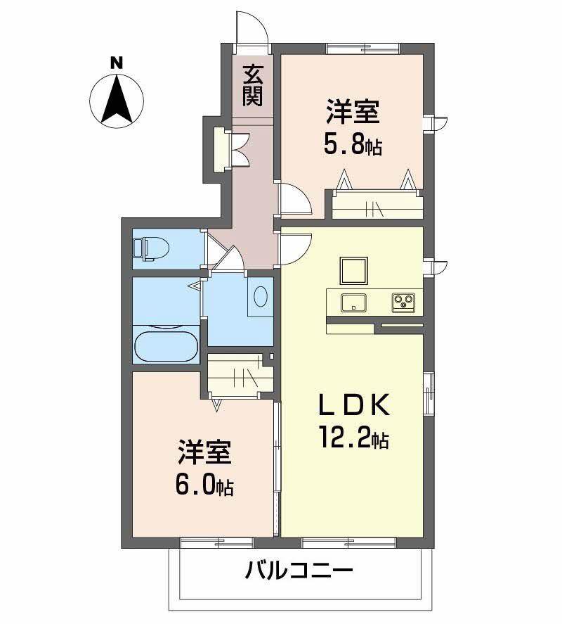 ベラ ルーチェ(2LDK/1階)の間取り写真