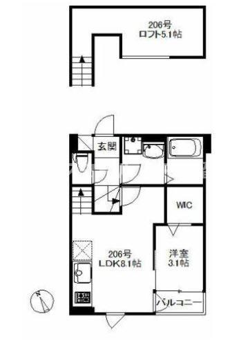 MAISON SOLEIL(1LDK/2階)の間取り写真