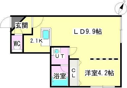 ブリオーレ月寒中央(1LDK/4階)の間取り写真