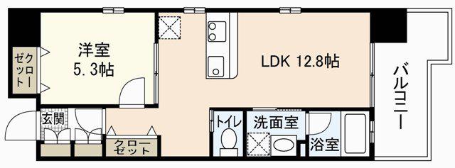 ルーベル楠木(1LDK/7階)の間取り写真