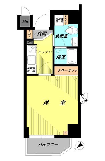 アマヴェル墨田(1K/2階)の間取り写真