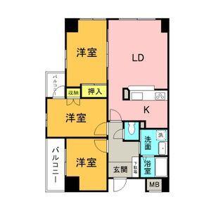 グランデ元塩(3LDK/6階)の間取り写真