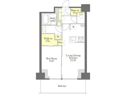 プライムメゾン江古田の杜イースト(1LDK/6階)の間取り写真