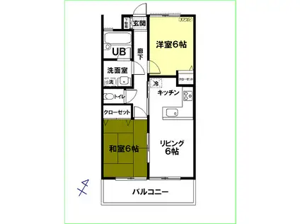 アーバニズム65A(2LDK/2階)の間取り写真