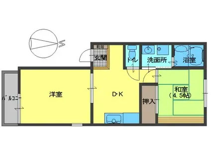逆瀬台ハイツ(2DK/1階)の間取り写真