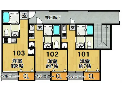 ランザハイツ(ワンルーム/1階)の間取り写真