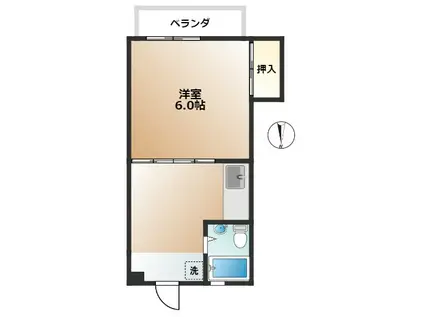 ニイジマハイツ(1DK/4階)の間取り写真