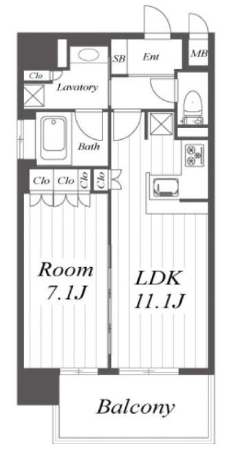 リーガル靭本町(1LDK/8階)の間取り写真