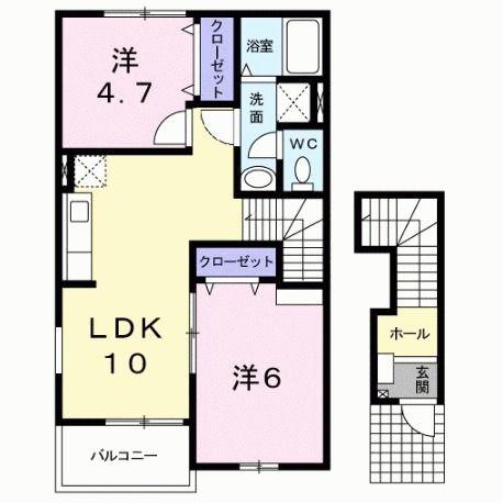 エスポワール II(2LDK/2階)の間取り写真