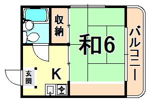 サン武庫之荘(1K/4階)の間取り写真