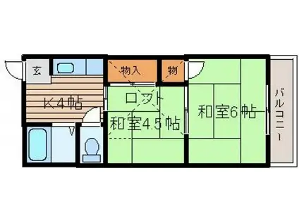 ニューコーポ(2DK/2階)の間取り写真