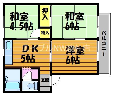 コーポ岸本B棟(3DK/2階)の間取り写真