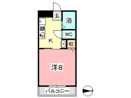 ルネス21(1K/2階)の間取り写真