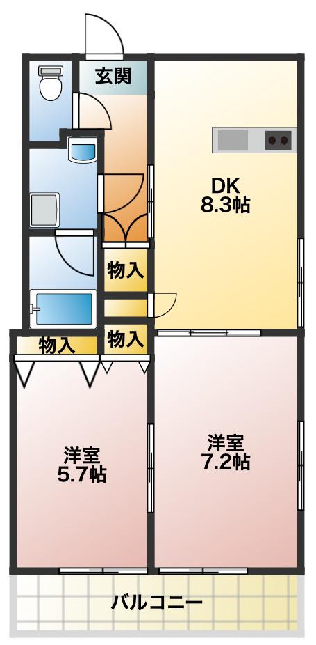 プレイン安城(2DK/4階)の間取り写真