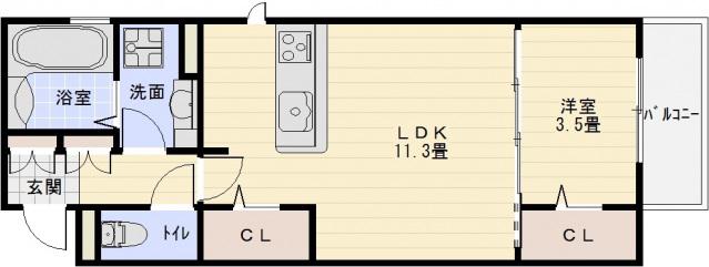 ボン クロシェット(1LDK/2階)の間取り写真