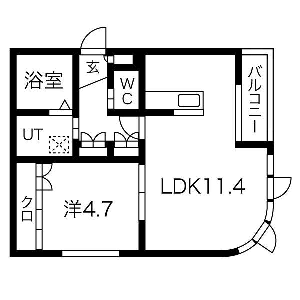 デイジー朝里3丁目(1LDK/3階)の間取り写真