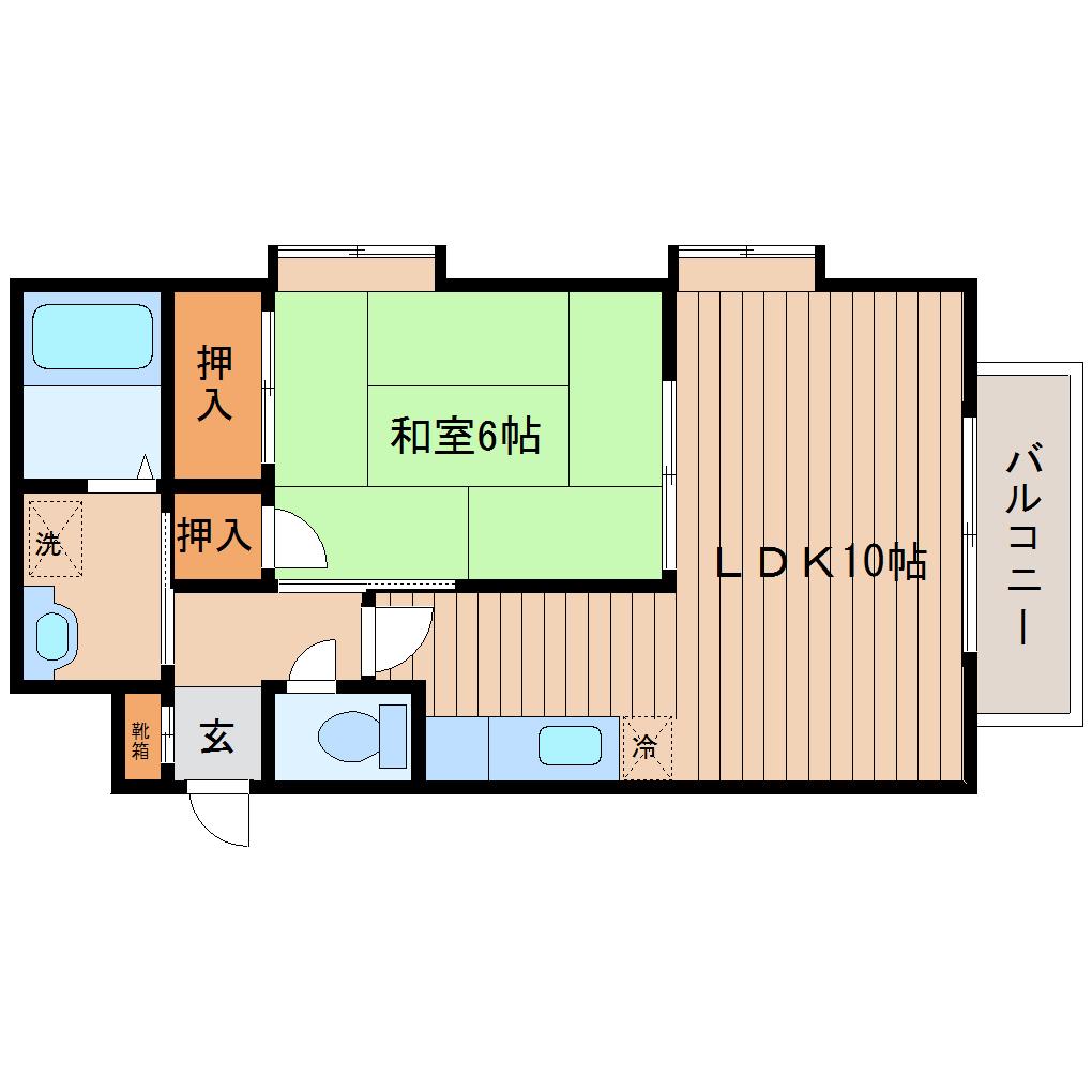 コーポすぎ(1LDK/2階)の間取り写真