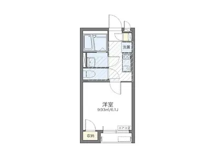 ヒルズバン(1K/1階)の間取り写真