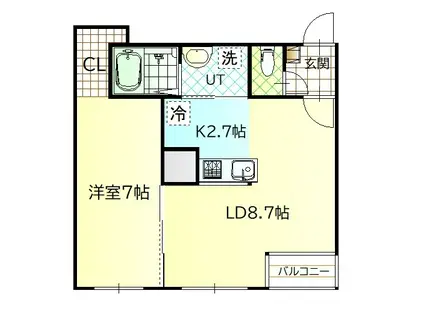 JR函館本線 旭川駅 徒歩9分 3階建 築1年(1LDK/3階)の間取り写真