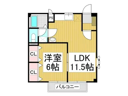 ドリームハイツ(1LDK/2階)の間取り写真