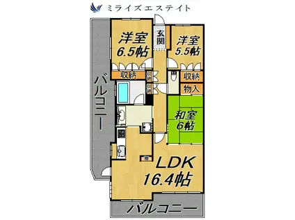 グランカーサ上前津(3LDK/2階)の間取り写真