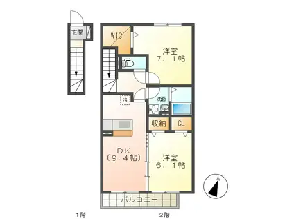 LE.PREMIER(2DK/2階)の間取り写真