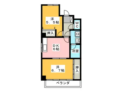 エステート棚瀬(2DK/2階)の間取り写真
