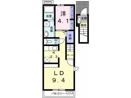 ミルト アンジュIV(1LDK/2階)の間取り写真