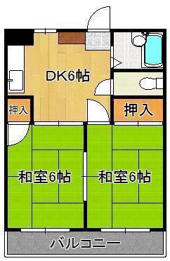 シャトレ松尾(2DK/1階)の間取り写真