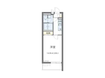 ルーチェ デル ソーレ(1K/2階)の間取り写真