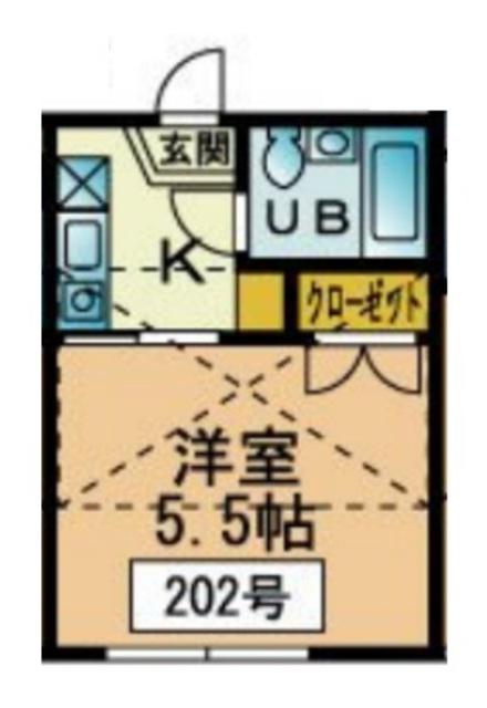 ハイツぴの(ワンルーム/2階)の間取り写真