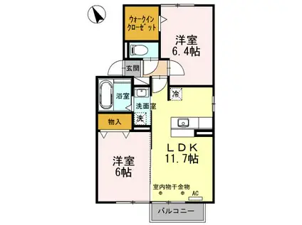 ドルチェ大園(2LDK/2階)の間取り写真