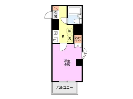 レジデンシャル万代(1K/6階)の間取り写真