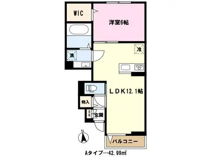 プランドールソフィア(1LDK/1階)の間取り写真