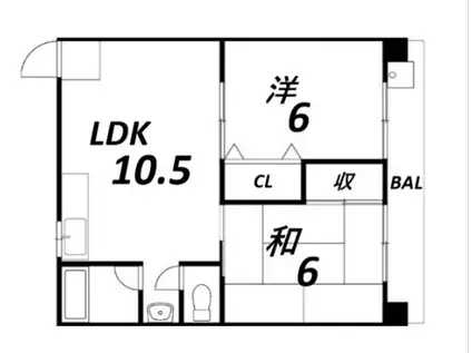 リノグランベル姫路(2LDK/4階)の間取り写真
