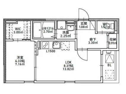 櫛原町アパート(1LDK/2階)の間取り写真