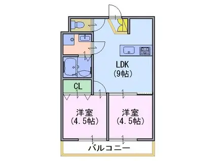 SAKURA VILLAGE(2DK/2階)の間取り写真