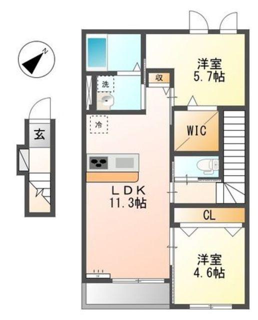 ベラーノ(2LDK/2階)の間取り写真