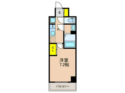 GENOVIA神戸湊川公園(1K/6階)の間取り写真