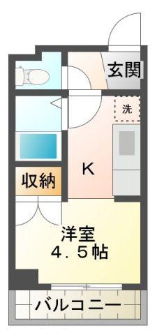 グリーンプラザ八木(1K/3階)の間取り写真