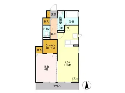 ブリリアントK(1LDK/1階)の間取り写真