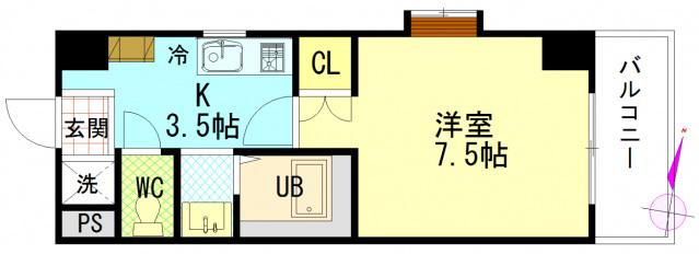 アトラクティブハイム(1K/5階)の間取り写真