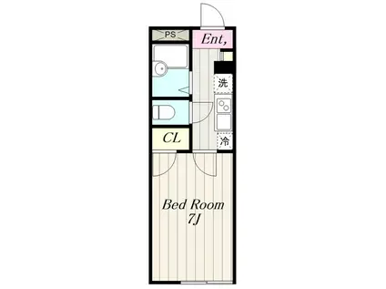 レオパレス唐沢(1K/1階)の間取り写真