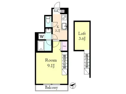 フェリーチェ和光(1K/1階)の間取り写真