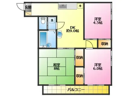 プリメーラ橘(3DK/3階)の間取り写真