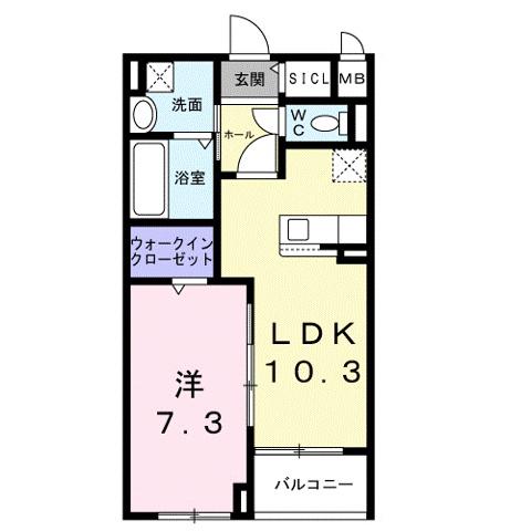 アストラル ノーブル(1LDK/2階)の間取り写真