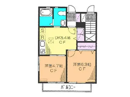 パインコート小平(2DK/1階)の間取り写真