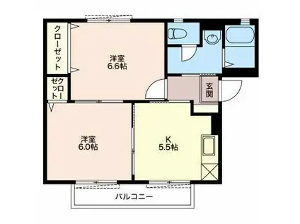 サンベール榎田C(2K/2階)の間取り写真